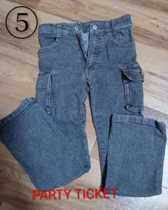 グレー デニム カーゴパンツ