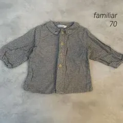 す*ん様 familiar ギンガムチェック長袖ブラウス トップス 70