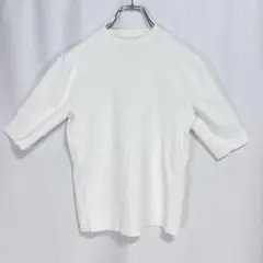 ルルウィルビー Tシャツ 半袖 カットソー 五分袖 モックネック ホワイト