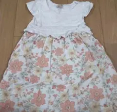 プティマイン 花柄 ドッキング ワンピース 100