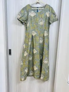 ハンドメイドワンピース　モリス　アネモネ　ブルー