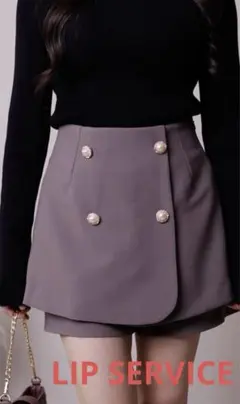 LIP SERVICEダブルボタンラップショートパンツ （モカ）