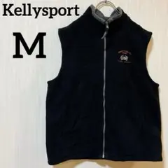 Kellysport【M】黒フリースベスト カナダ製 企業ロゴ カニ刺繍 90s