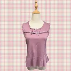 PINKHOUSE ピンクハウス ロゴ刺繍 フリル リボン タンクトップのサムネイル