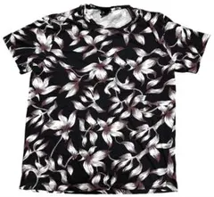 H&M 花柄 総柄 Tシャツ M ブラック系 ボタニカルのサムネイル
