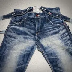 BLUE TRIP サスペンダー ペインターデニム　ルーズストレート　藍青