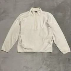 【ユニクロ】ホワイト ハーフジップ フリースジャケット M ポケット付き