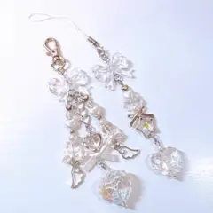 ビーズキーホルダー ストラップ クリア 2コセット コレクトブック チャーム