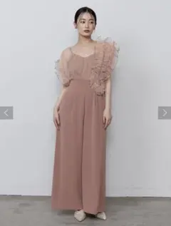 ラグナムーン　LADYバイカラーメロードッキングコンビネゾン　ピンク