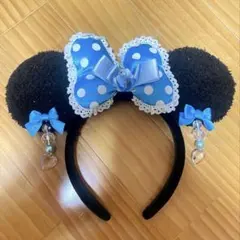 【レア】【廃盤】ディズニー ミニーマウス カチューシャ 水色 水玉 イヤリング