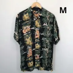 美品】サンサーフ マッキントッシュウクレレ レーヨンアロハ 開襟 M 黒