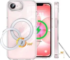 【クリア・マグセーフ対応】iPhone17e /16e ケース 回転式スタンド