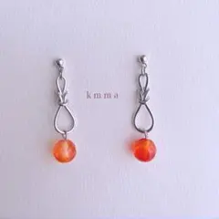 カーネリアン＊結び＊天然石＊ピアス＊イヤリング＊ボックス付き