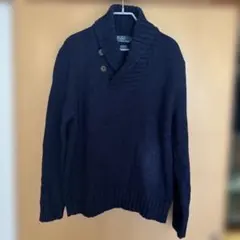 【POLO】ポロラルフローレン ネイビー アルパカショールニット Lサイズのサムネイル