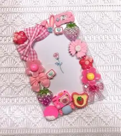 【B7】硬質ケースデコ チェキケース トレカケース 推し活 ピンク リボン