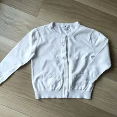 UNIQLO110cmホワイトリボン付きポケットカーディガン