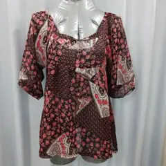 匿名配送　natural couture　黒地　花柄　和柄　チュニックのサムネイル