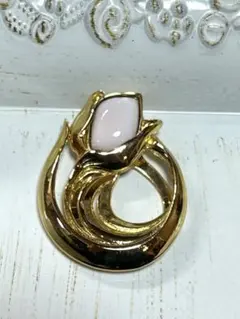 七宝焼　スカーフ留め　白い花　チューリップ　ヴィンテージパーツ