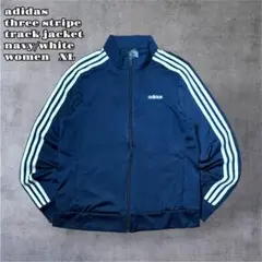 adidasトラックジャケット3本ラインジャージ紺/白　woman XL Y2K