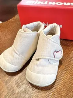 ミキハウス 13.5cm ベビーシューズ 白 箱あり 記名なし
