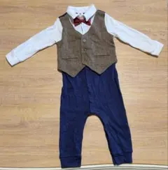 フォーマル ロンパース 蝶ネクタイ ベスト風 長袖 ベビー服