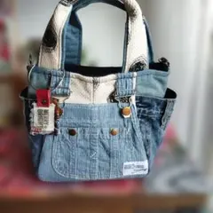 デニムリメイクバッグS シンプル パッチワーク - メルカリ