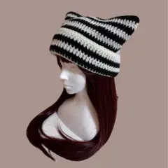 猫耳ニット帽　ニット帽　ねこ耳　ハンドメイド　伊野尾慧