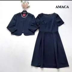 希少☆TOCCA ワンピース ノーカラージャケットセットアップ 4 濃紺 お