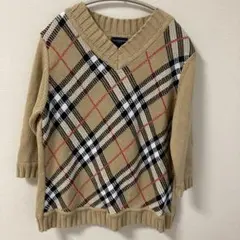 BURBERRY GOLF ニット セーター チェック柄 ベージュ Lのサムネイル