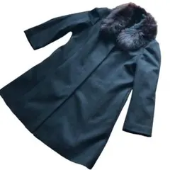 St.ALMEIDA カシミヤコート ブルーフォックス ファー 黒 ブラック M