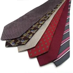 6本 ビンテージネクタイ まとめ 総柄 ドット パターン チェック ストライプ