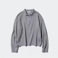 UNIQLO スムースコットンリラックスポロセーター グレー　Sサイズ