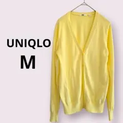ユニクロ UVカットVネック カーディガン Mサイズ イエロー 黄色 綿混