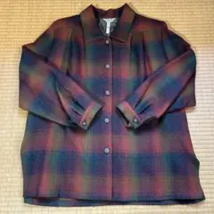 【クリーニング済み：Lサイズ】チェック柄 シャツジャケット オンブレチェック