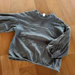 グレー 長袖カットソー ロゴ入り