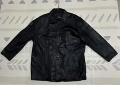 黒レザージャケット ボタン式 長袖