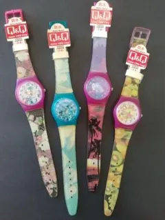 Q&Q　花柄模様ウォッチ　4点セット
