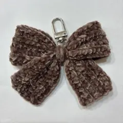 リボン 手編み チャーム キーホルダー Mサイズ ハンドメイド 編み物