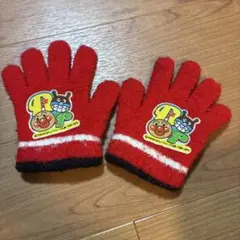 アンパンマン 赤いフリース手袋 子供用　2、3歳用