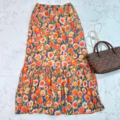 SLOBE IENA スローブイエナ フレアスカート オレンジ 花柄 ロング