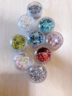 ネイルパーツ 多色グリッター 9個セット