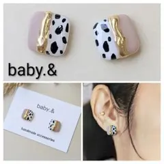 ハンドメイドピアス イヤリング 小ぶり レジン ダルメシアン 【№001】