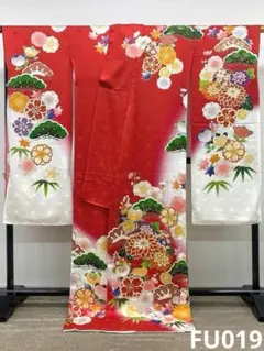 振袖 仮絵羽 ラメ刺繍 ベロア 金彩 正絹 未仕立て品 八掛付き FU026 