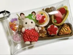 ガチャ詰めポーチ　ミニチュアスイーツ　赤ちゃんトリオ　フルーツ　ショコラウサギ