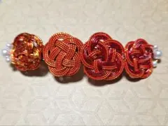 艶やか真っ赤な水引のバレッタ