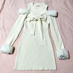 RESEXXY ポイントフェイクファーミニニットワンピース