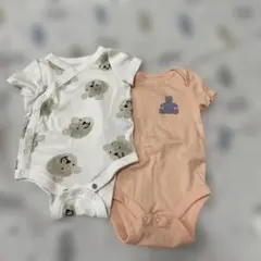 baby GAP ロンパース 0-3ヶ月 50cm ピンク／ホワイト2枚セット