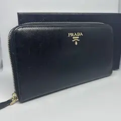 プラダPRADA 長財布 ラウンドファスナー サフィアーノレザー ブラックのサムネイル