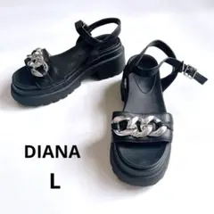 DIANA ダイアナ 厚底 プラットフォーム サンダル シルバーチェーン 黒 Lのサムネイル