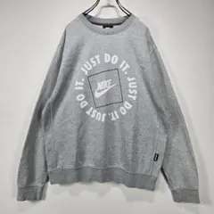 NIKE　スウェット　トレーナー　薄手　S　ビッグロゴ　グレー　人気　古着コーデ